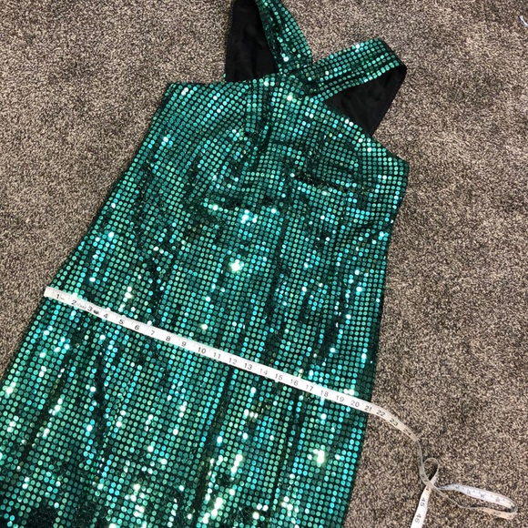 Handmade vintage green metallic retro sequins dress - Picture 8 of 8